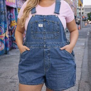 Unionbay Y2K Denim Short Overalls Women’s Large 90s Grunge Streetwear